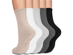 Meias de Ioga 4 Pares Antiderrapantes Cores Preta AQUAFORGE