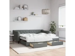 VIDAXL Sofá-Cama com Gavetão e Gavetas 90X190 Cm Tecido Cinzento-Escuro