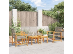 Vidaxl 5 Pcs Conj. Lounge Para Jardim Vime Pe E Madeira Acácia Cinza