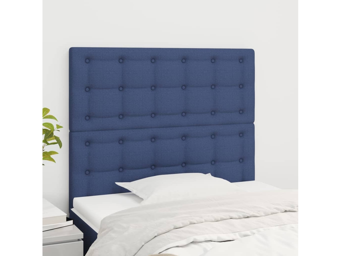 Vidaxl Cabeceira Azul 80x5x118/128 Cm Tecido
