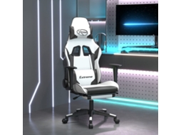 Vidaxl Cadeira Gaming C/ Apoio P/ Pés Couro Artificial Preto E Branco
