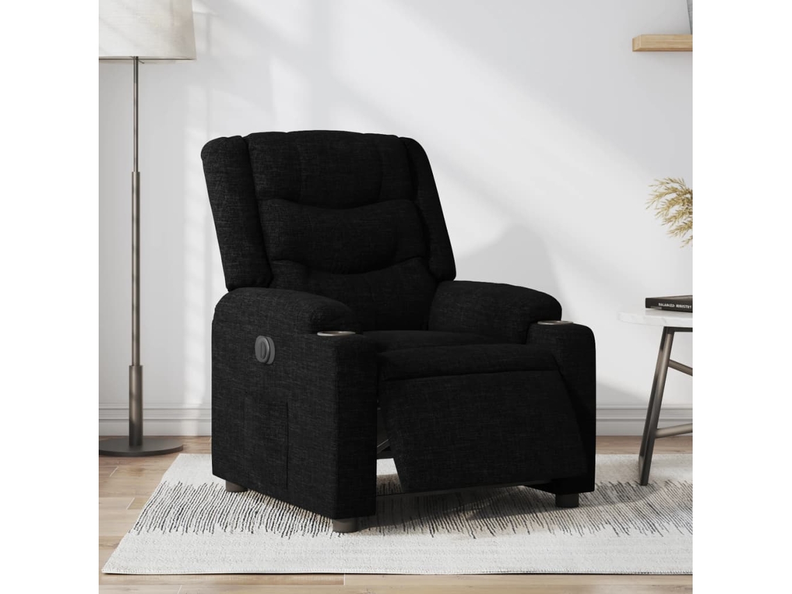 Vidaxl Poltrona Elétrica Reclinável Tecido Preto