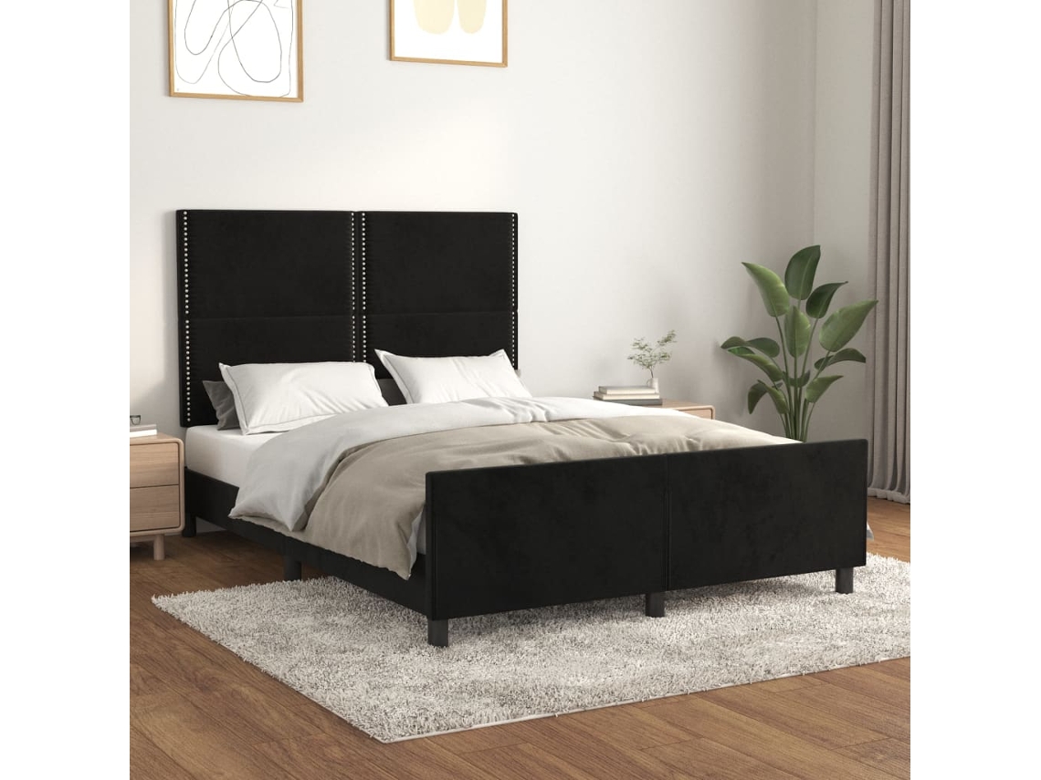 Vidaxl Estrutura De Cama Sem Colchão 140x190 Cm Veludo Preto