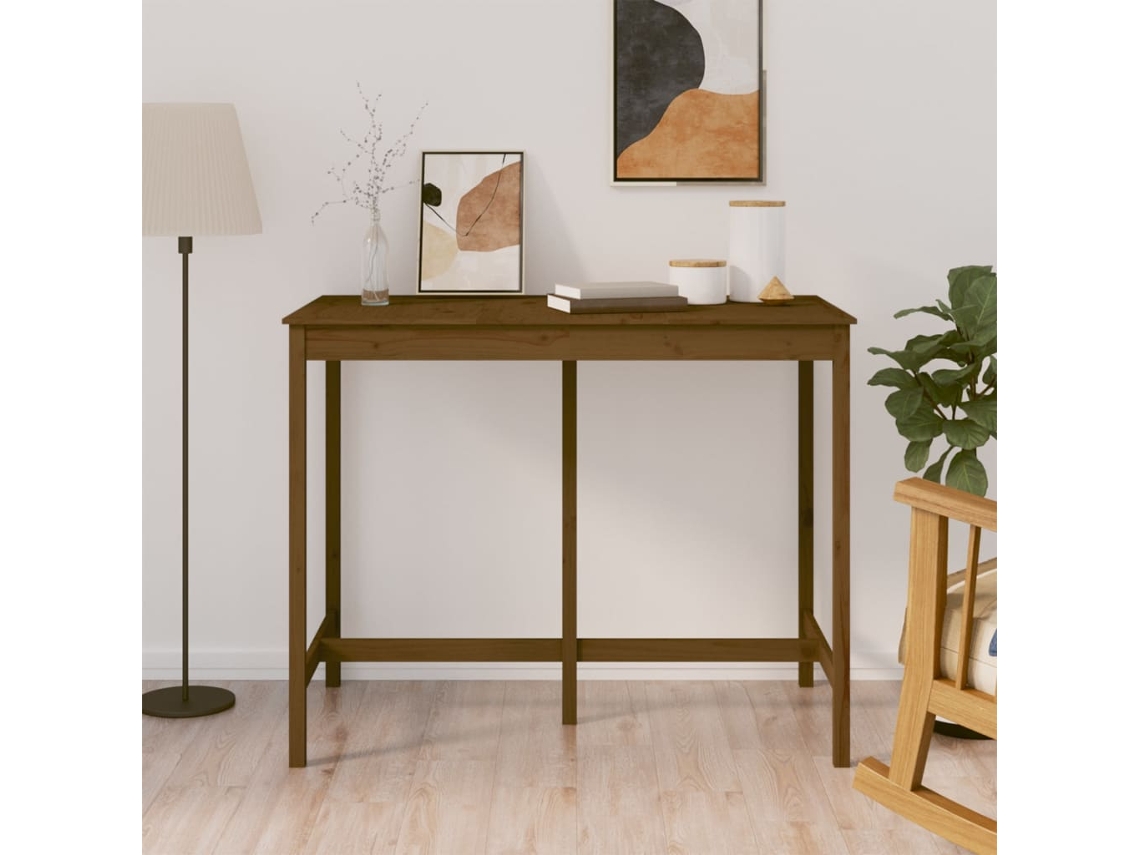 Vidaxl Mesa De Bar 140x80x110 Cm Madeira De Pinho Maciça Castanho Mel