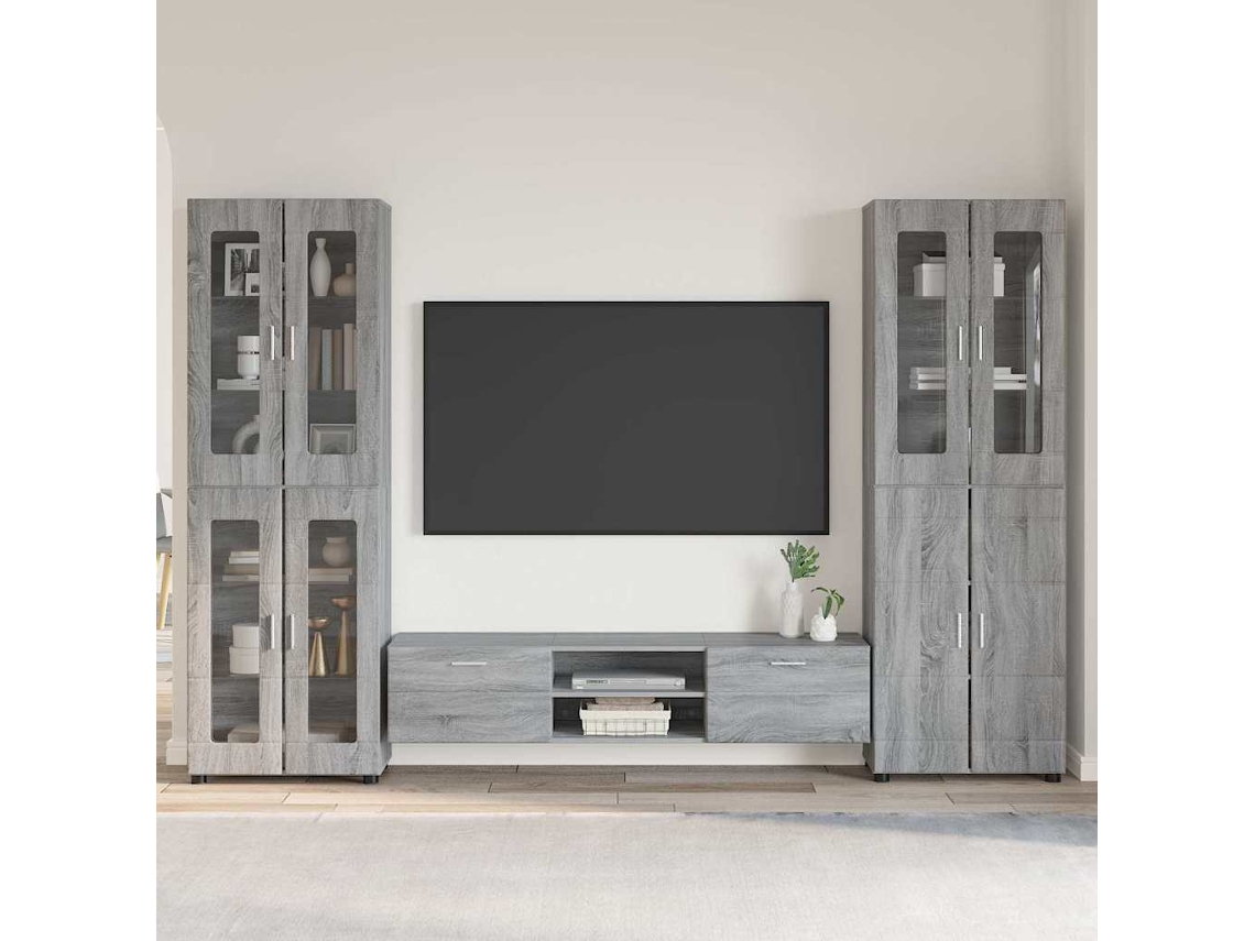 Vidaxl Conjunto De Móvel De Tv Com Gaveta Florin 3 Pcs Cinza Sonoma