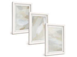 Um Conjunto De Imagens Decorativas Em Uma Moldura Pinceladas De Fundo Abstratas Moldura Branca Pinturas De Quarto Espelharte (3 Peças 20x30 Cm)