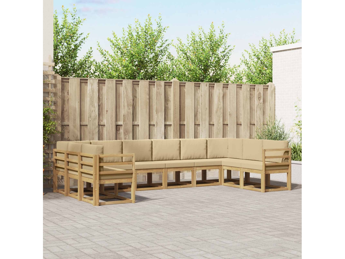 Vidaxl Conjunto De Sofás Para Exterior 10 Unid. Branco E Bege