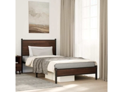 Vidaxl Estrutura De Cama Sem Colchão 100x200cm Metal Carvalho Castanho