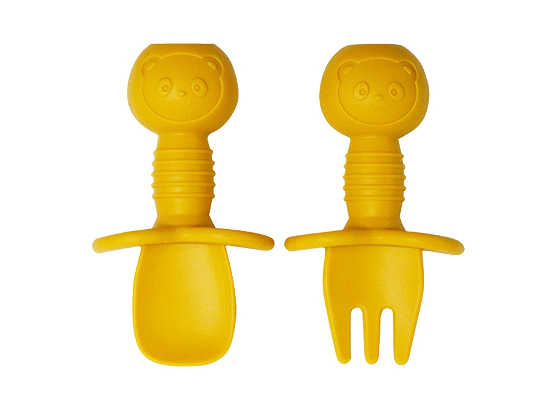 Conjunto de Garfo e Colher de Silicone para Bebés Utensílios para Desmame Guiado Etapa 1 6 Meses NEVEANCE