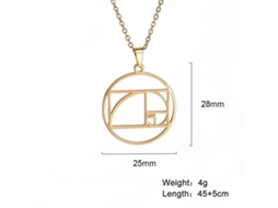 2026-colgante De Espiral De Fibonacci Triángulo Oro Proporción Geométrica Acero Inoxidable Collar Choker Mujer Joyería 45-50cm Color C Dorado