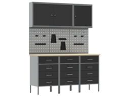 Conjunto 8 Armário De Trabalho Vidaxl Preto Aço (150 X 55 X 200 Cm)