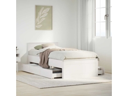 Vidaxl Estrutura De Cama S/ Colchão E C/ Cabeceira Pinho Maciço Branco