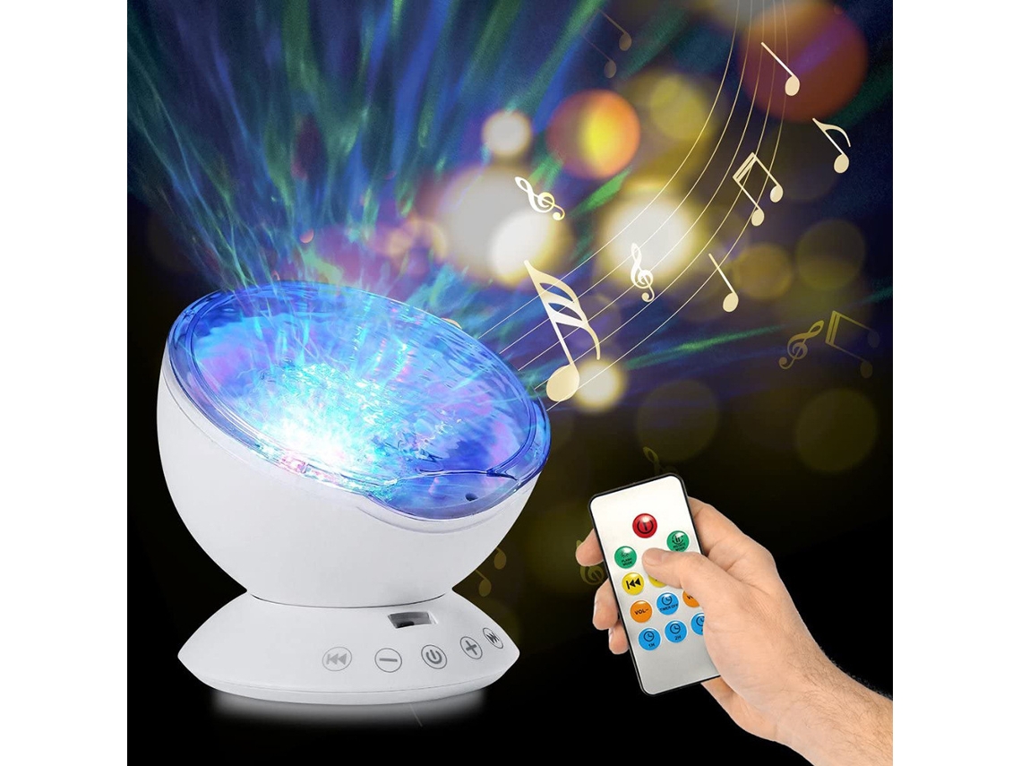 Projetor de Luz Noturna Infantil Led Bright Autism Soothing Sensory Sealight, Preto, com 7 Modos de Iluminação e Cores Variadas. Mar.3.27 BRILVIBERA
