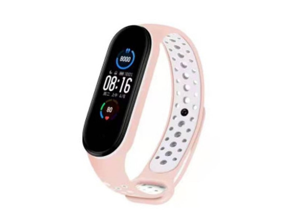 Pulseira De Silicone, Compatível Com Xiaomi Mi Band 5/ 6, Rosa E Bicolor.