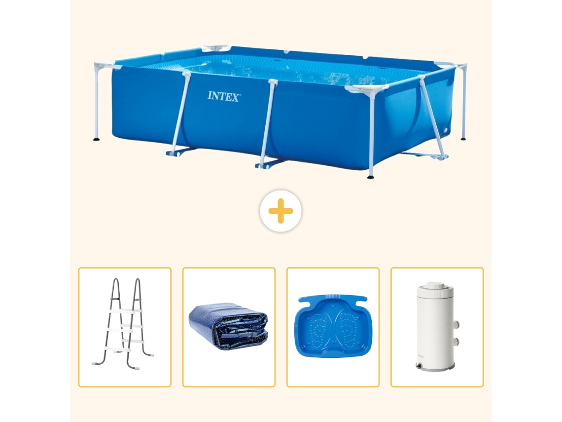 Intex Piscina Com Estrutura Retangular - 300x200x75 Cm - 5-peças S144
