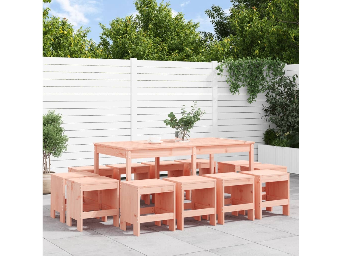 Vidaxl 13 Pcs Conjunto De Jantar Para Jardim Madeira De Douglas Maciça