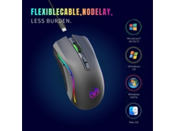 Hxsj T69 Mouse Gamer Mecânico Sem Fio 2.4g Rgb 4800dpi Ergonômico 7 Botões