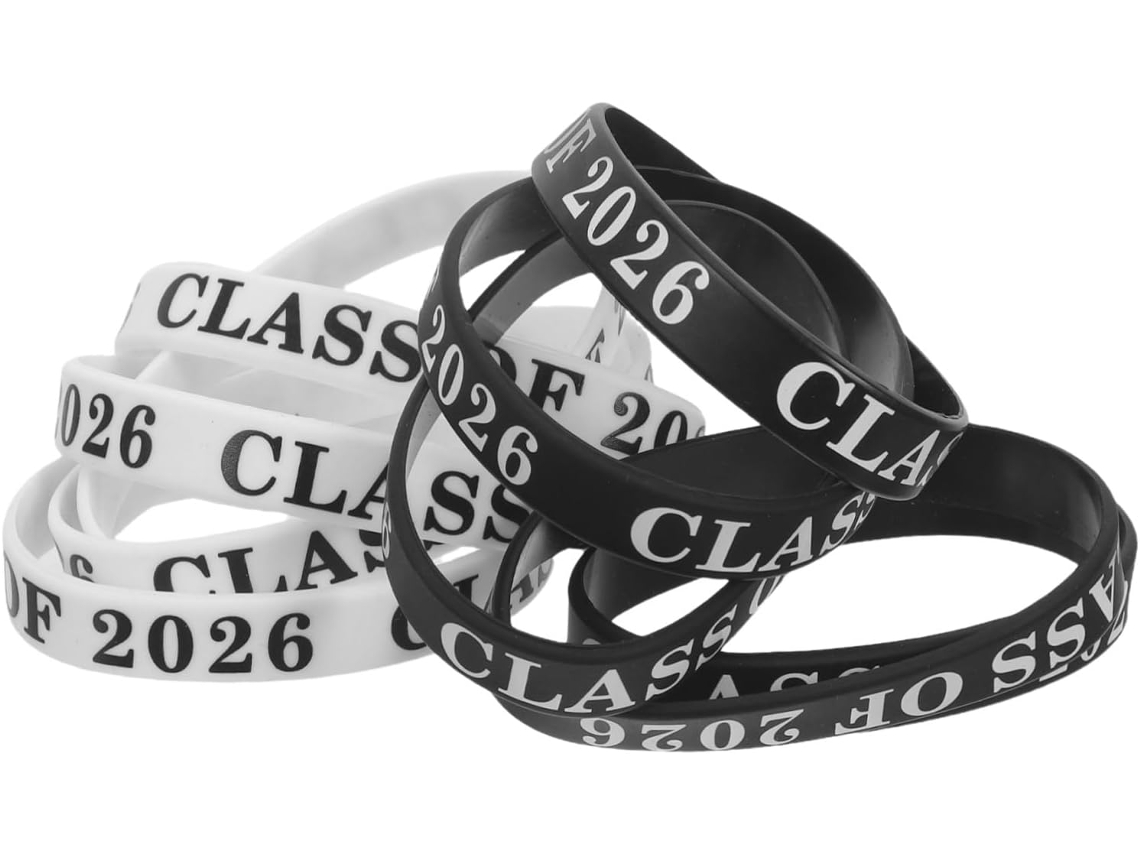 Magiclulu 50 unidades de Pulseiras de Silicone Flexíveis para Formatura Da Turma 2026-resistente E Com Texto Livre