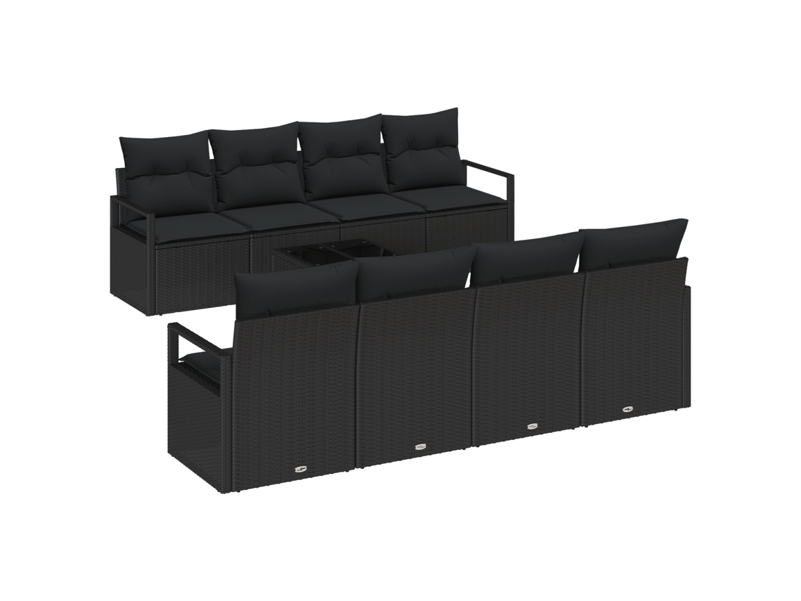 Conjunto 9 Conjunto De Sofás Vidaxl Preto Vime Pe (55 X 55 X 37 Cm)