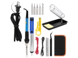 Kit De Soldadura Elétrica 15 Peças Ferramenta De Gravação Em Madeira 60w Temperatura Regulável Plugue Us 110v Azul Mini