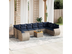 Vidaxl Conjunto De Sofá De Jardim Com 11 Peças E Almofadas Em Rattan Sintético Cinza