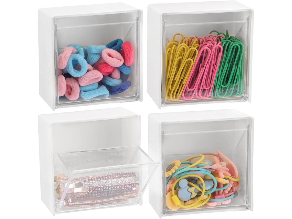 Organizador De Algodão Para Parede, Conjunto De 4 Peças, Com Potes Para Algodão, Fio Dental E Discos De Algodão. Aquaforge