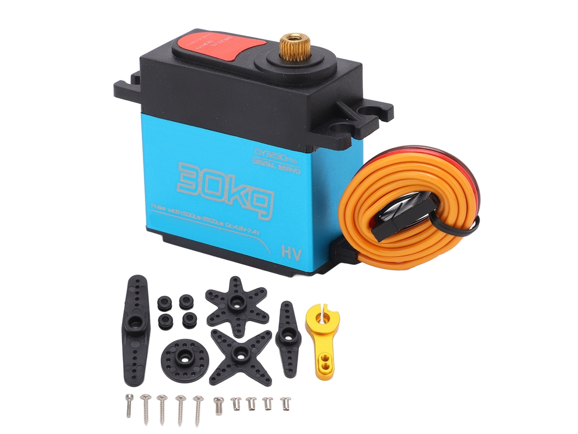 Mali servo Digital À Prova de Água 30kg Rc 180 Graus com Braço de Metal para Carro Barco Robô Azul