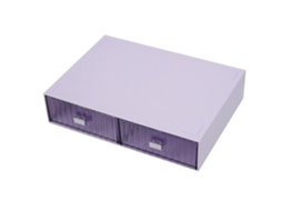 Organizador de Gavetas de Mesa Plástico Diy à Prova de Água e Poeira com 2 Gavetas Roxo Listrado | S/MARCA