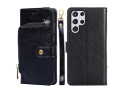 Capa De Couro Com Zíper Para Samsung Galaxy S23 Ultra 5g