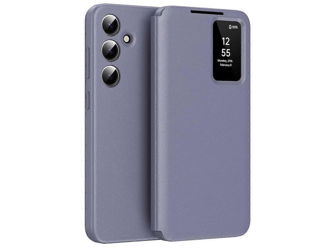2026 capa de Couro com Janela Smart View e Porta cartões para Samsung Galaxy S25 Fe