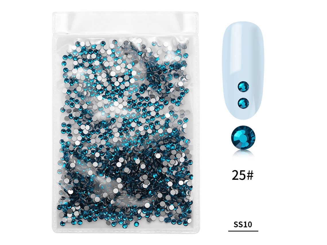 1440 Peças Saco De Pedras De Vidro Coloridas Para Unhas Art Rhinestone Decoração De Manicure Azul Pavo Real