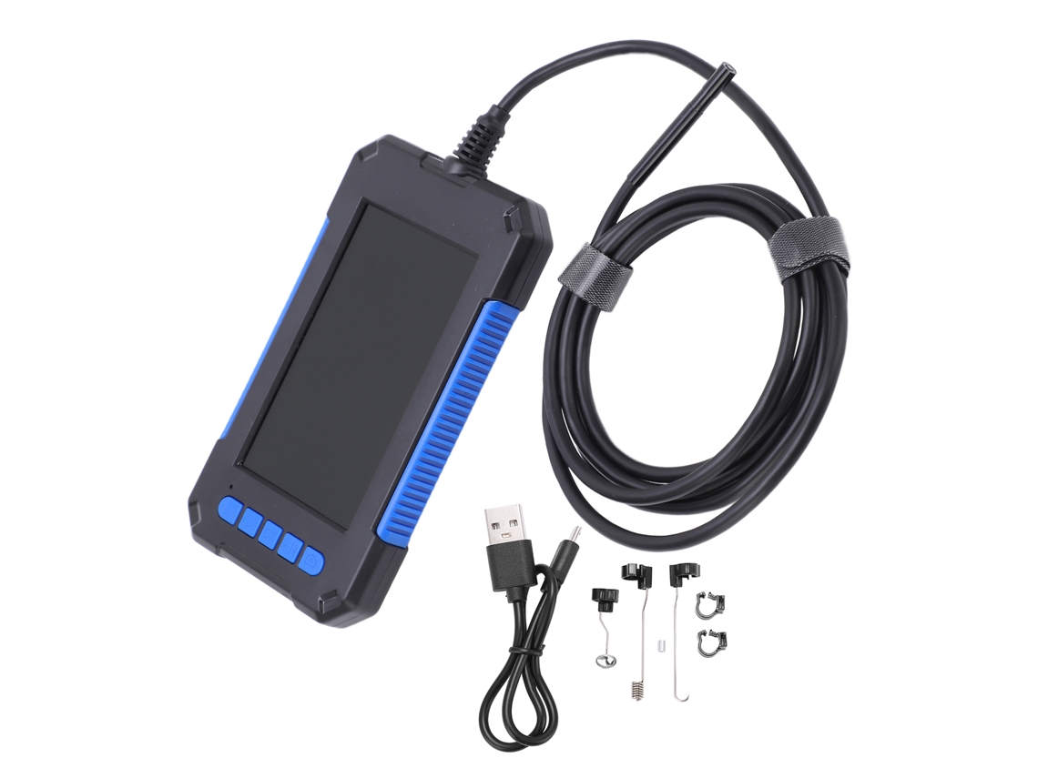 Endoscópio Industrial Hd 5,5 Mm Com Tela 4,3" Impermeável 2m Azul