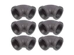 Cotovelo De Ferro Fundido Maleável 3/4" Dn20 Preto, Conjunto 6 Peças,