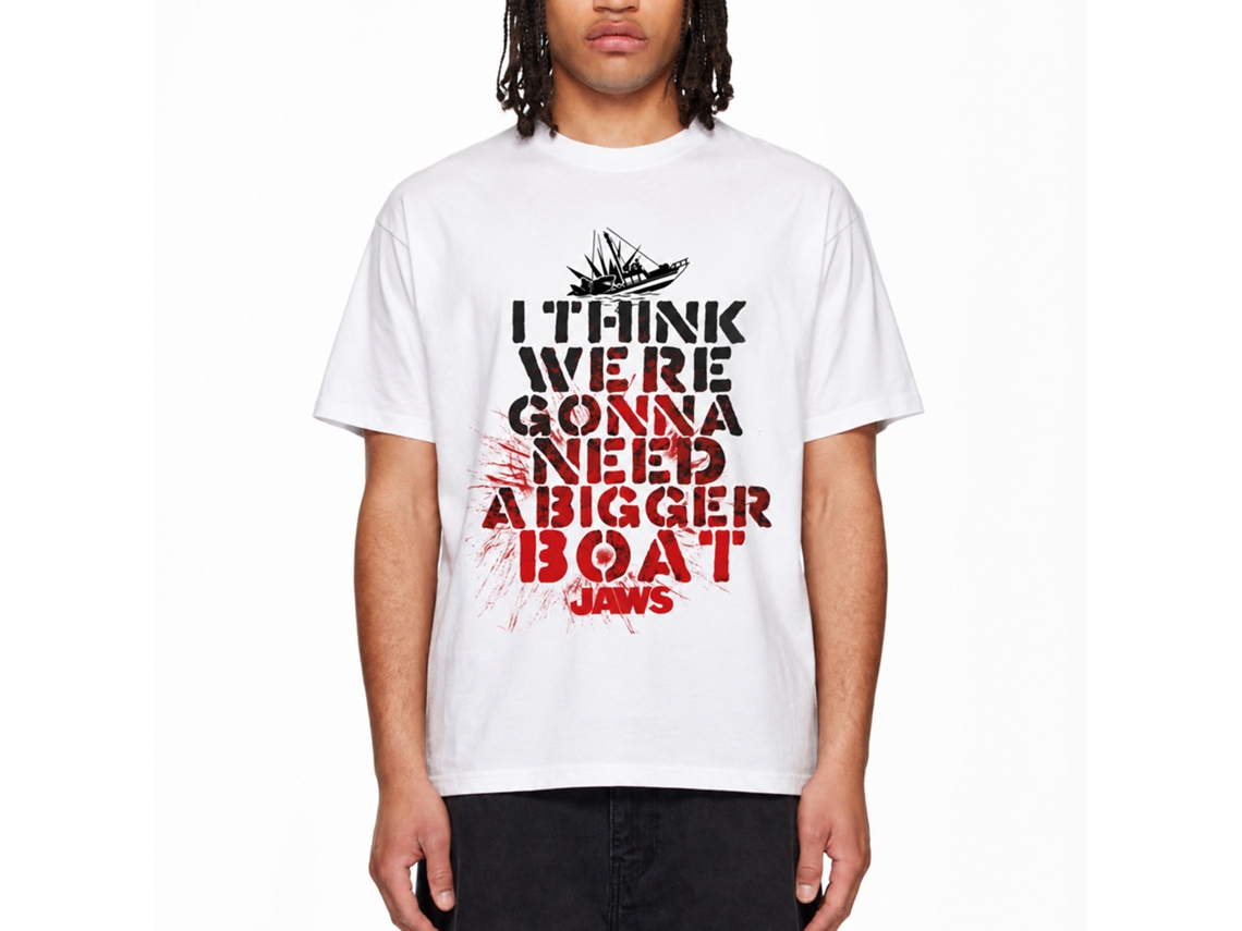 Rockinstone Jaws Movie Bigger Boat White Adult T-shirt Size:s