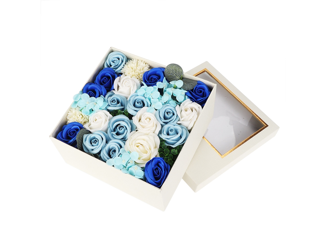 Sabonete de Banho com Flor Preservada Rosa Azul Presente