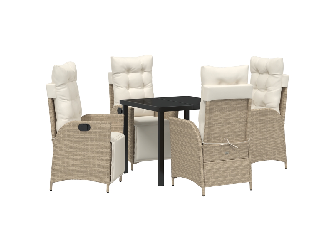Conjunto 5 De Vidaxl Para Jantar No Jardim Bege Em Rattan De Pe
