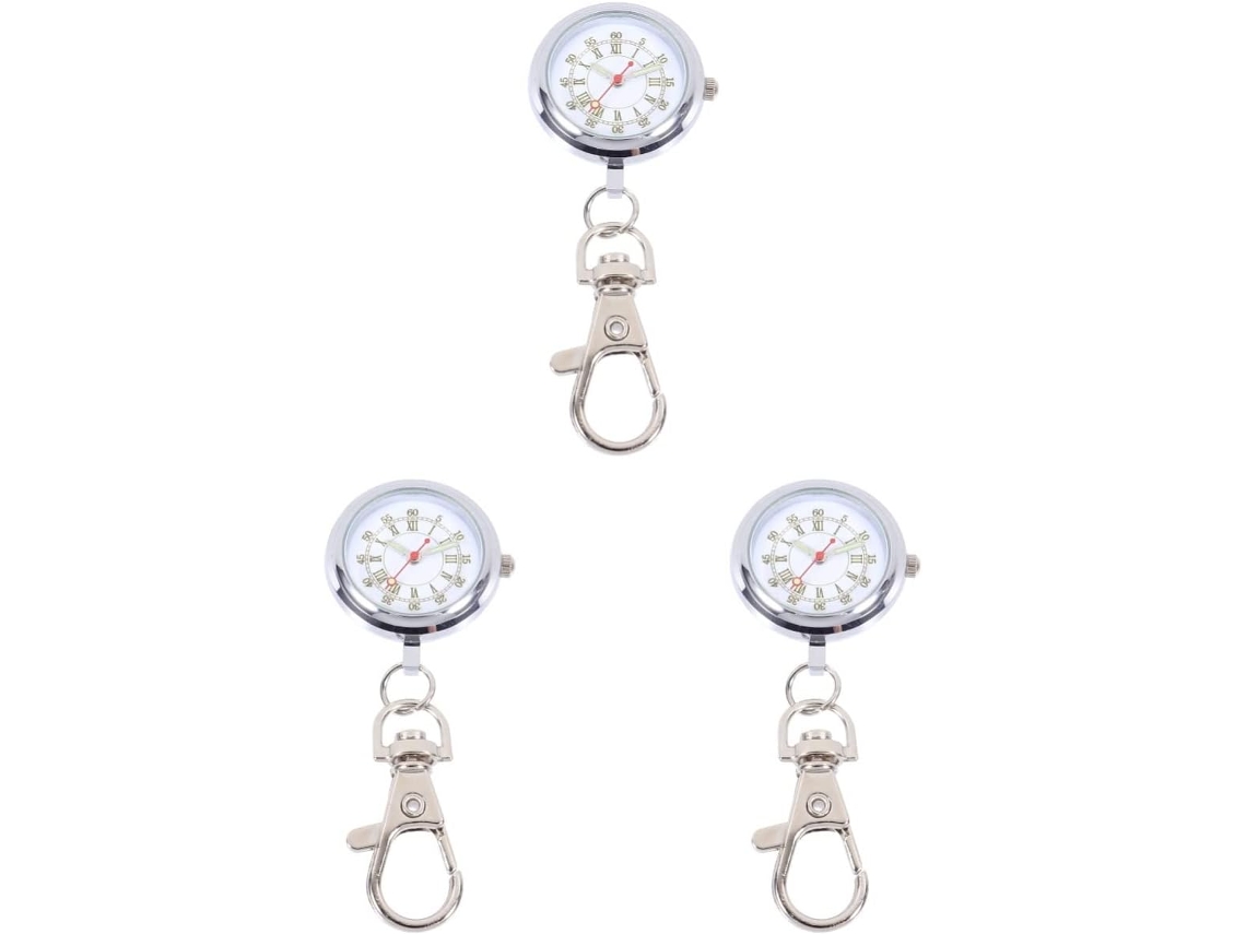 Conjunto 3 Relógios Quartzo Grandes Chaveiro Acessório Prático Elegante GOKOCO