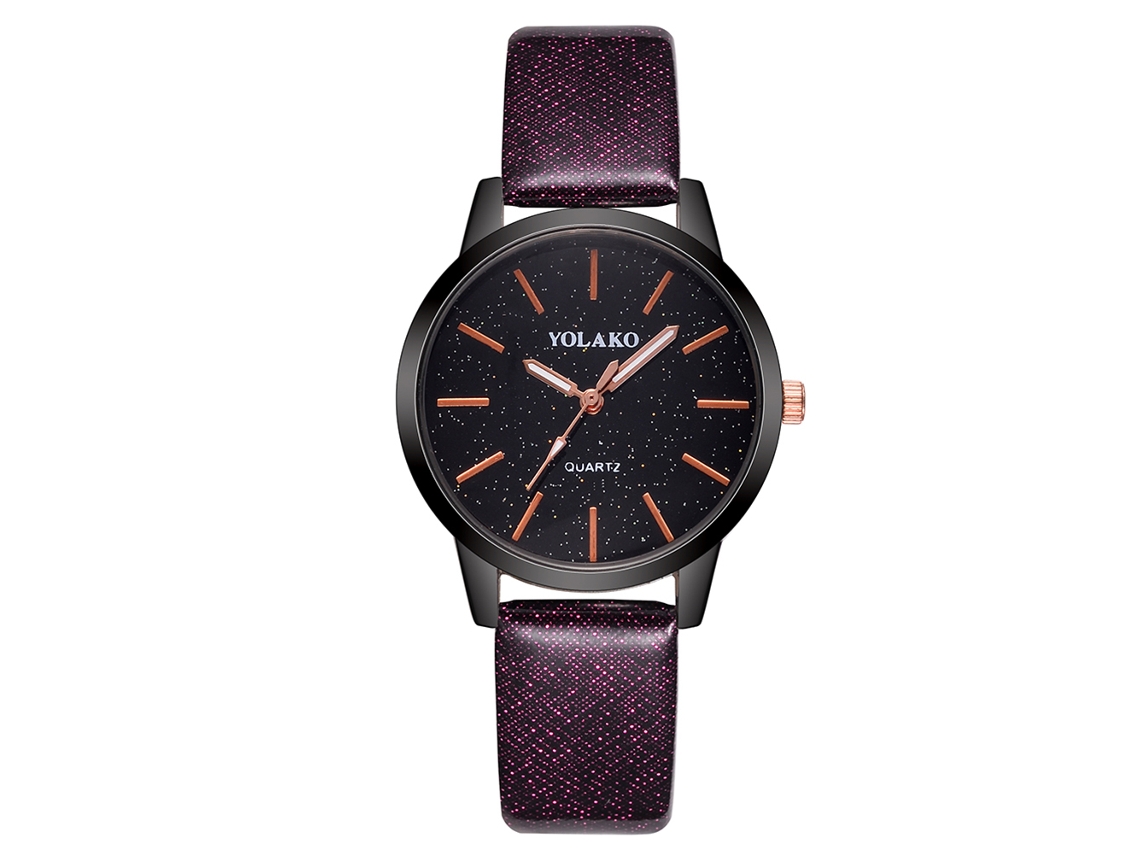 Relógio Feminino Casual de Pulso com Pulseira Pu Fashion Simples Analógico Quartzo Roxo