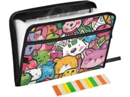 Pasta Expansível Com 13 Bolsos, Tamanho A4, Com Fecho De Zíper, Negócios, Desenhos Animados, Grafite,