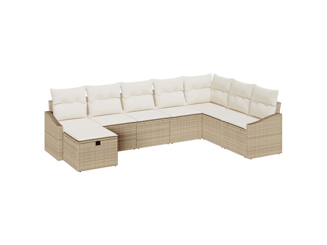 Conjunto 8 Conjunto De Sofás Para Exterior Vidaxl Preto Vime Pe (288,5 X 178,5 X 85 Cm)