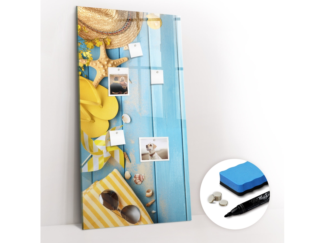 Quadro Magnético Colorido Acessórios De Praia Para A Sala De Estar Espelharte (60x120 Cm)