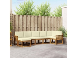 Vidaxl Conjunto De Sofás Para Exterior 7 Pcs Natural E Creme