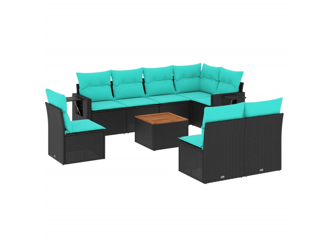Conjunto de Sofá de Jardim, 5 Peças, Almofadas, Rattan Preto MAISON EXCLUSIVE