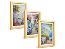 Composição De Quadros Ruas Charmosas Com Plantas E Mar Espelharte (3 Peças 20x30 Cm)
