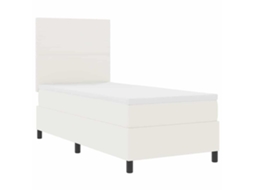 Cama De Solteiro | Camas Para Quarto | Cama Box Creme E Branco 80 X 200 Cm Tecido De Veludo Cotele