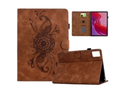 Capa de couro com padrão de mandala Hengrongshen e compartimentos para cartões para Lenovo Tab M11 Xiaoxin Pad 11 2024 marrom
