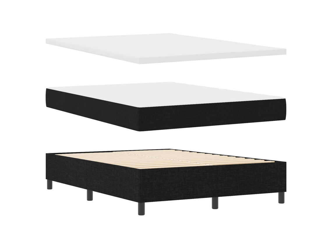 Cama Bocom Colchão E Banco Preto Tecido Vidaxl Preto Fabric (140x200 Cm)