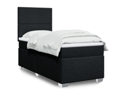 Cama com molas/colchão 90x190 cm tecido preto