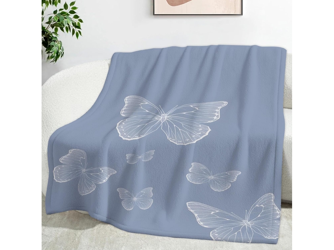 Manta Borboleta Inseto 180x200 Cm Multifuncional Macia e Aconchegante em Flanela para Cama Escritório Cochilo