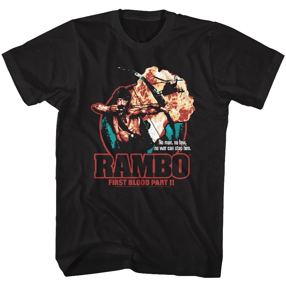 Rockinstone Rambo Movie 1st Blood Part Ii Black Adult T-shirt Size:m